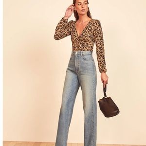 Reformation Leopard Print Blouse